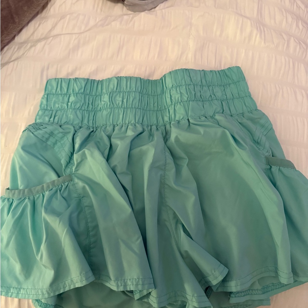 Free people Aqua Ruffled Shorts